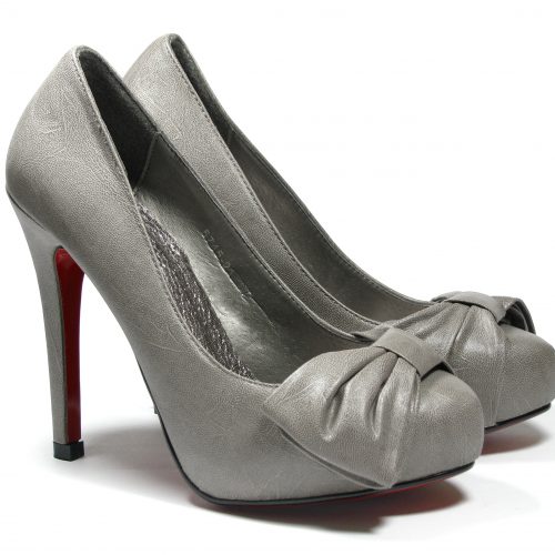 High heels bow red sole grey sale