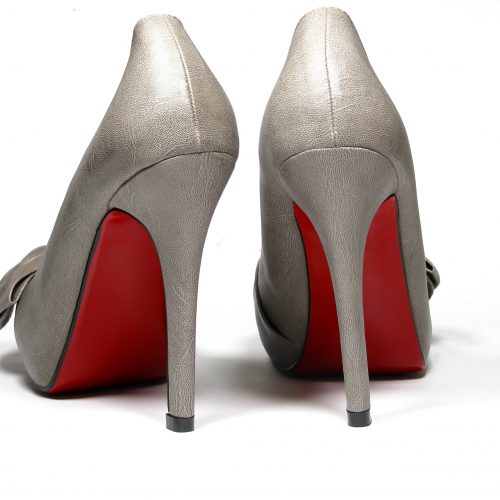 High heels bow red sole grey