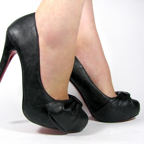 High heels bow red sole black sale