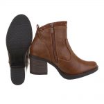 Stacked heel booties brown