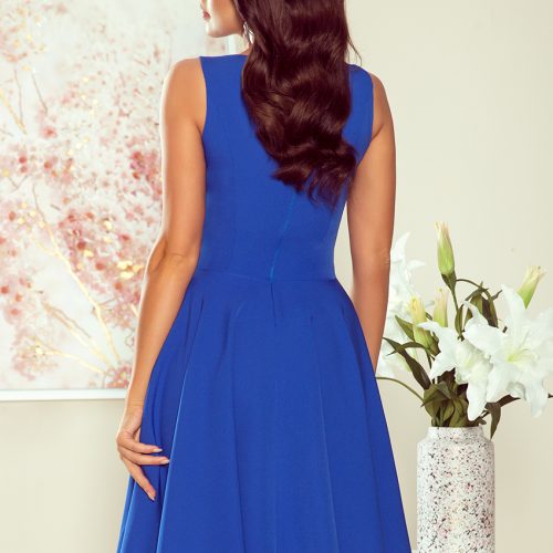 114-12 Flared dress – heart-shaped neckline – Royal blue