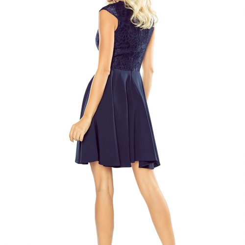 Dress MARTA with lace – navy blue 157-1