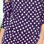 189-9 Sports dress with neckline at the back – navy blue + white polka dots
