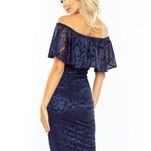 MM 013-4 Dress with frill – lace – navy blue color
