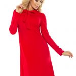 158-2 OLA trapezoidal dress with a binding at the neck – red