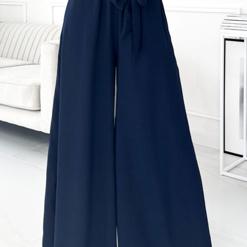 418-1 High-waisted wide trousers – dark blue